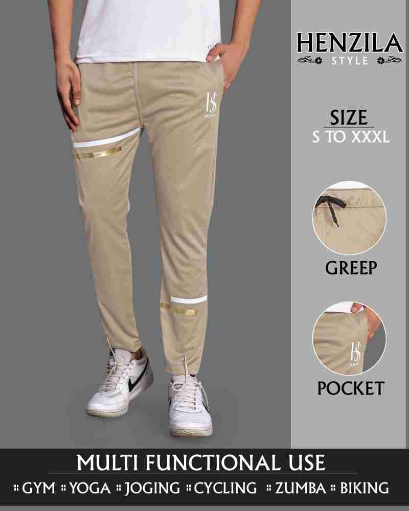 Lycra Blend Beige Color Solid Men Track Pant