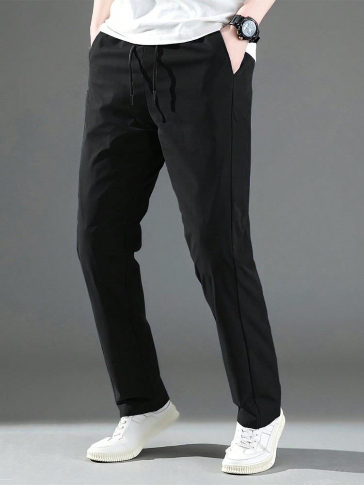 Yes'No Solid Men Black Track Pants - Buy Yes'No Solid Men Black Track Pants  Online at Best Prices in India
