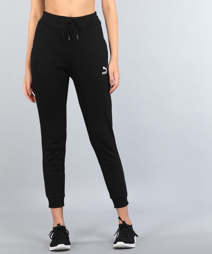 PUMA Classics Ribbed Slim Pants Solid Women Black Track Pants
