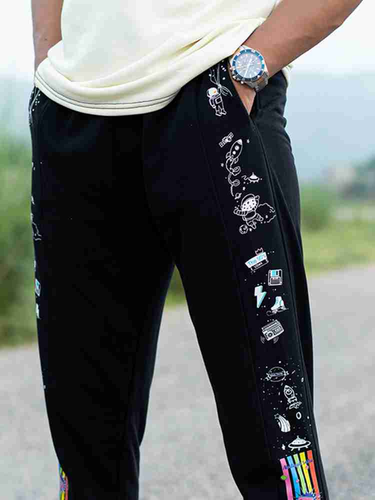 TISTABENE Printed Men Black Track Pants - Buy TISTABENE Printed Men Black  Track Pants Online at Best Prices in India