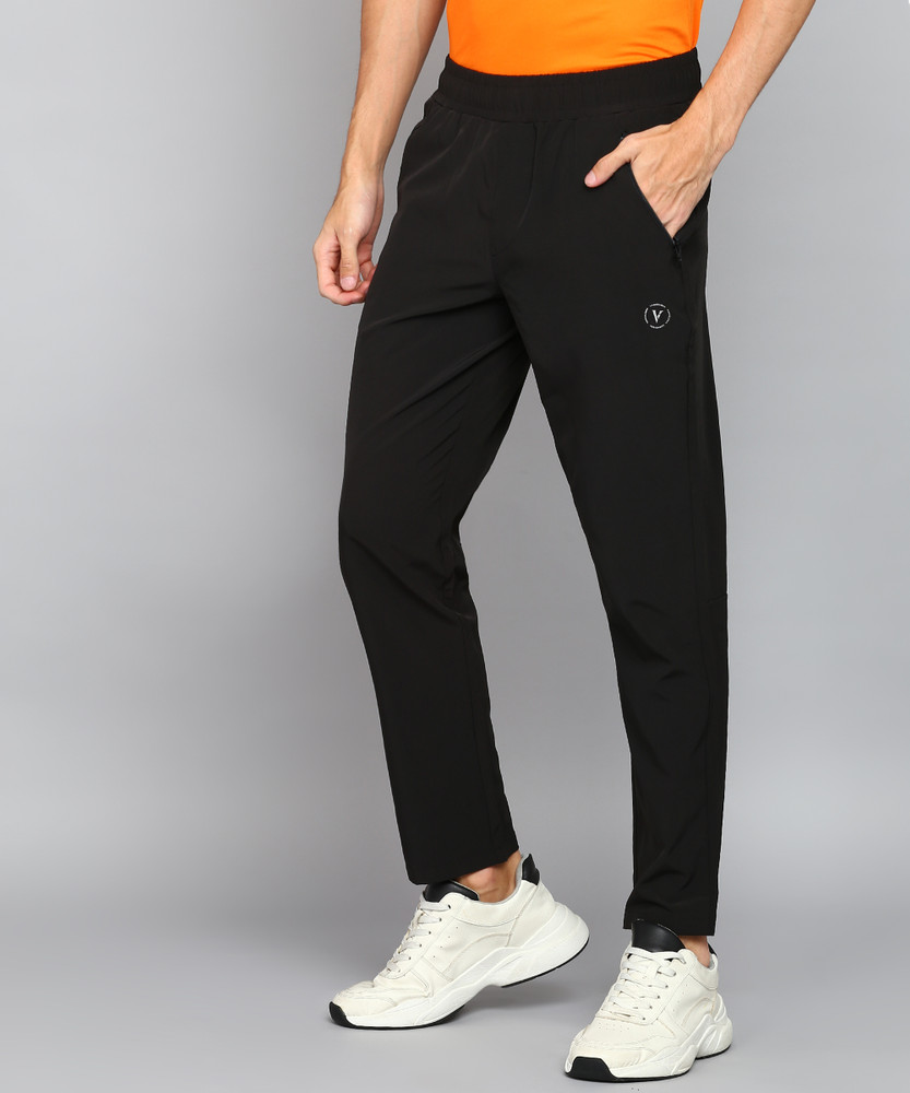 Van Heusen Flex Solid Men Black Track Pants Buy Van Heusen Flex