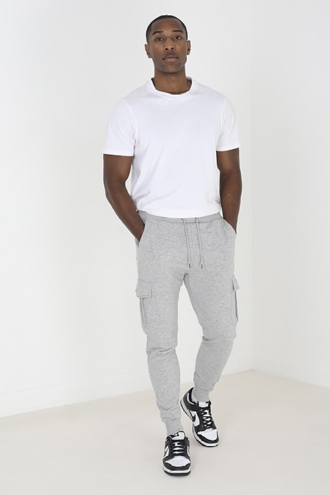 Buy Brave Soul Mens Corp Joggers Light Grey Marl