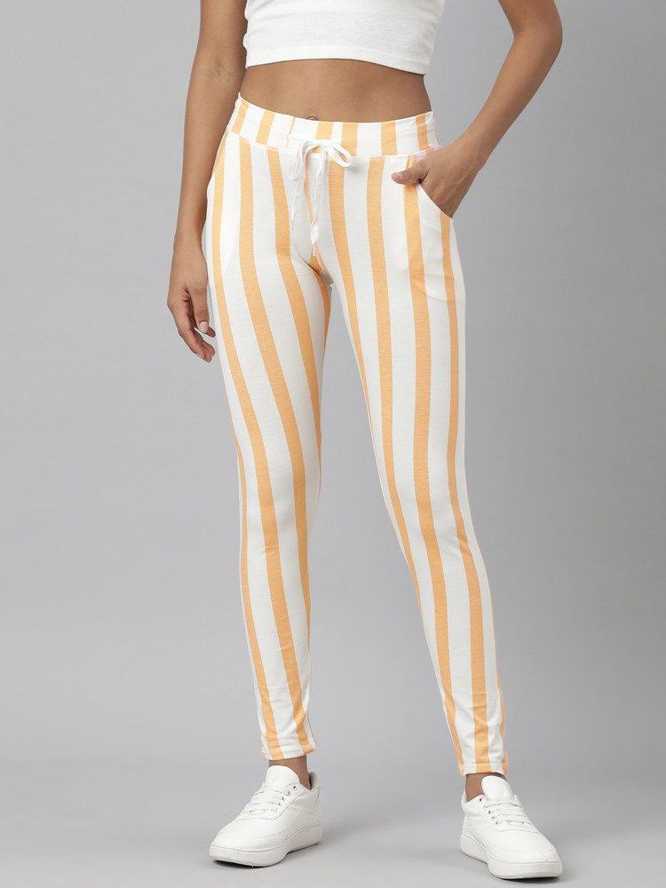 Off white track pants yellow stripe top