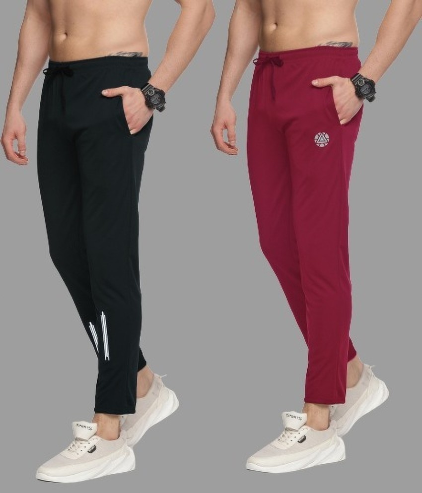 18 Edition Solid Men Black, Red Track Pants - Buy 18 Edition Solid