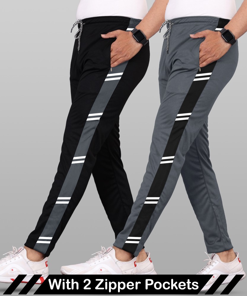 Plus Size Joggers Elastic Black Mens Track Pants With Zipper Pockets   XMEX Clothing