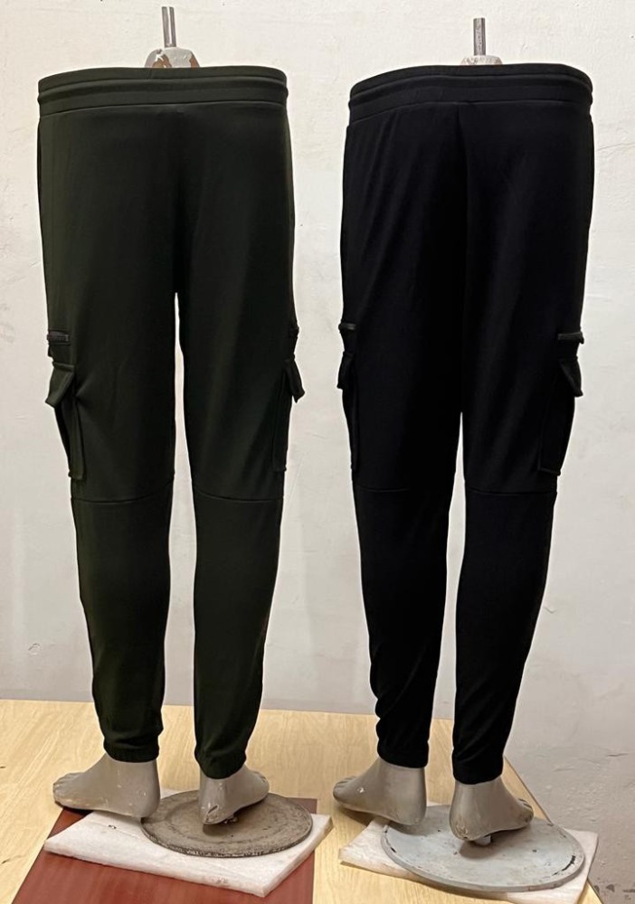 ABCD Solid Men Black, Dark Green Track Pants - Buy ABCD Solid Men