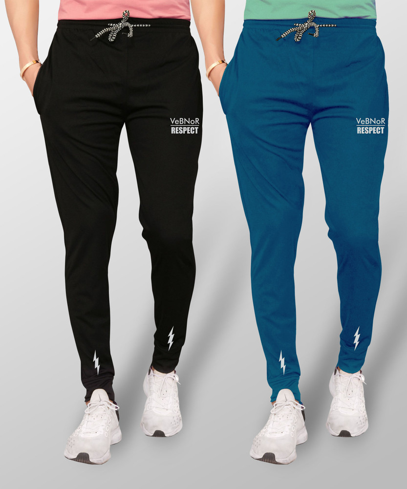 VeBNoR Solid Men Black Dark Blue Track Pants