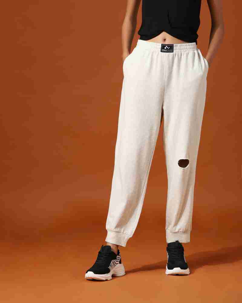 Buy ONLY Solid Women White Track Pants Online at Best Prices in