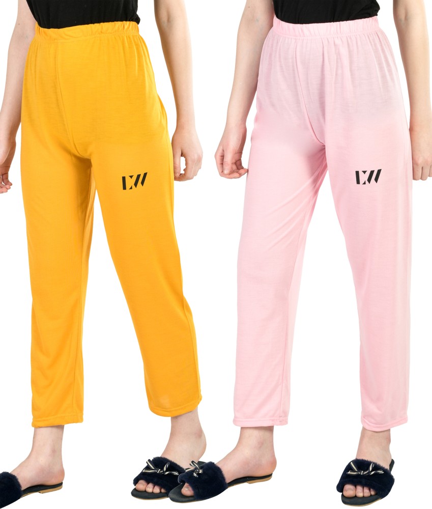 Orange Solid Lounge Pants for Women for sale