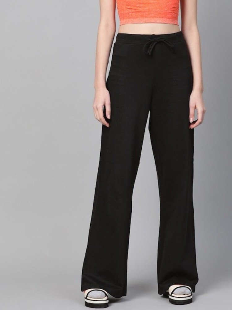 Stylefabs Solid Women Black Track Pants - Buy Stylefabs Solid
