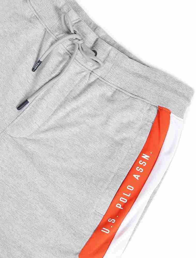 U.S. Polo Assn. Mens Block Flag Graphic Joggers in Light Grey Marl
