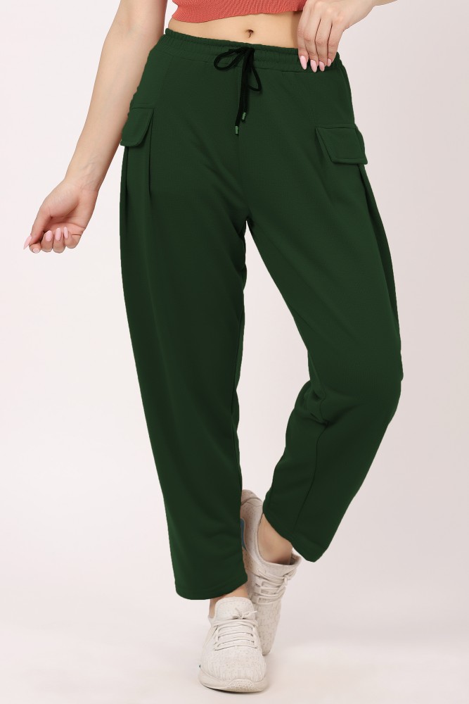 CLOTHINK India Solid Women Olive Track Pants - Buy CLOTHINK India