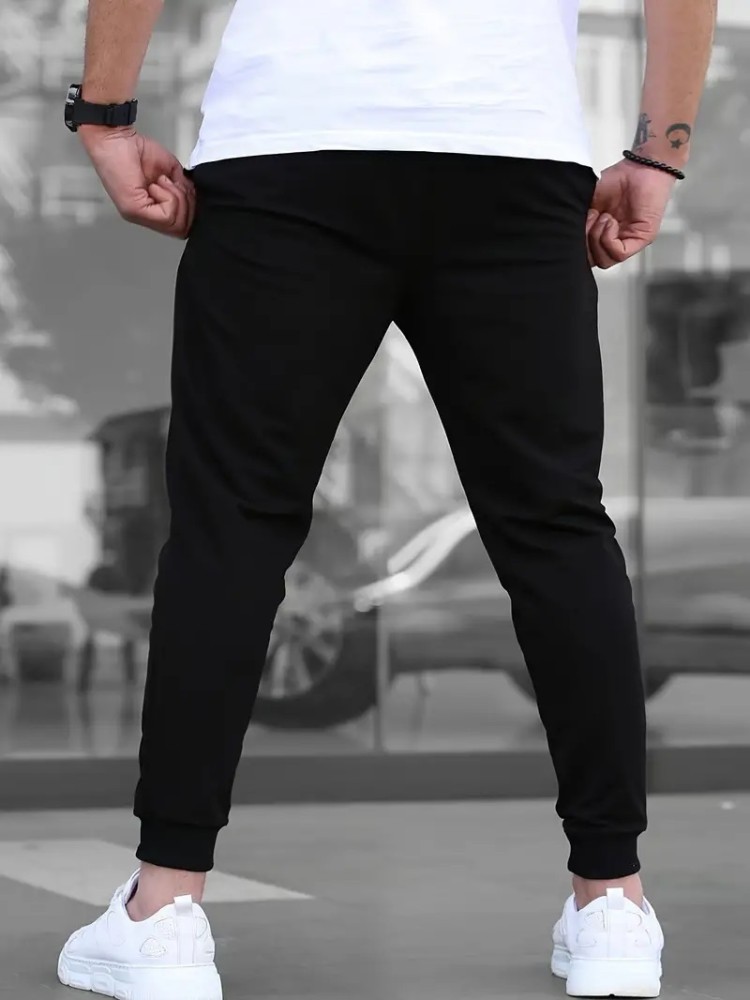 Buy online Men Solid Black Cotton Yoga Track Pant from bottom wear for Women  by Styli for ₹460 at 54% off