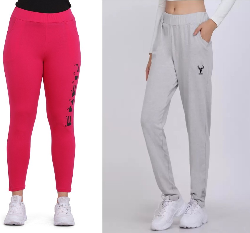 zazbi Solid Women Grey, Red Track Pants - Buy zazbi Solid Women