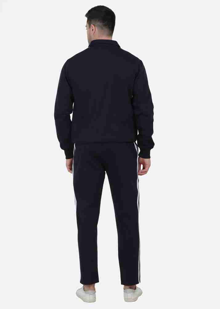 Hiflyers Mens Grey Regular Fit Solid Fleece Tracksuit