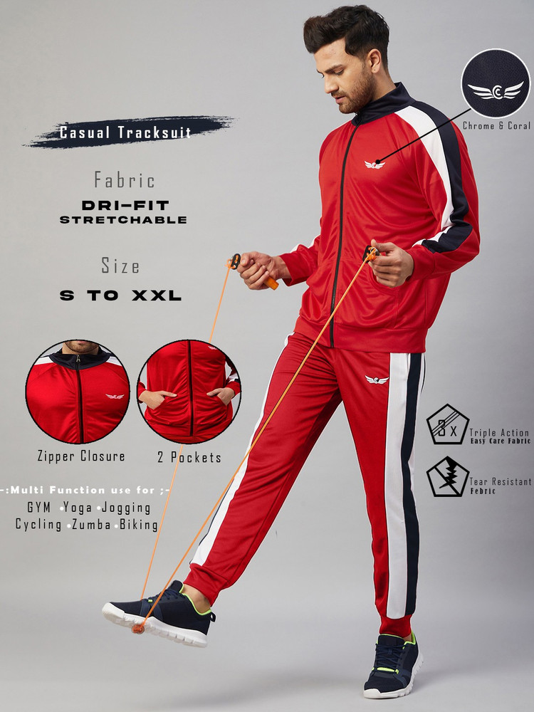 Chrome Coral Colorblock Men Track Suit Buy Chrome Coral