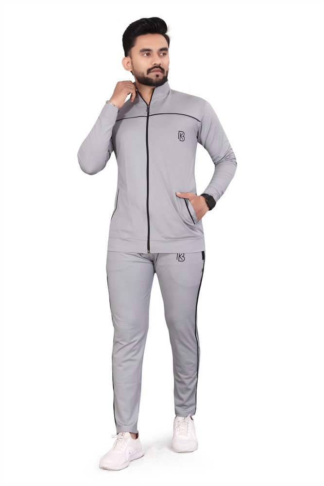 Mens grey jogging suit discount