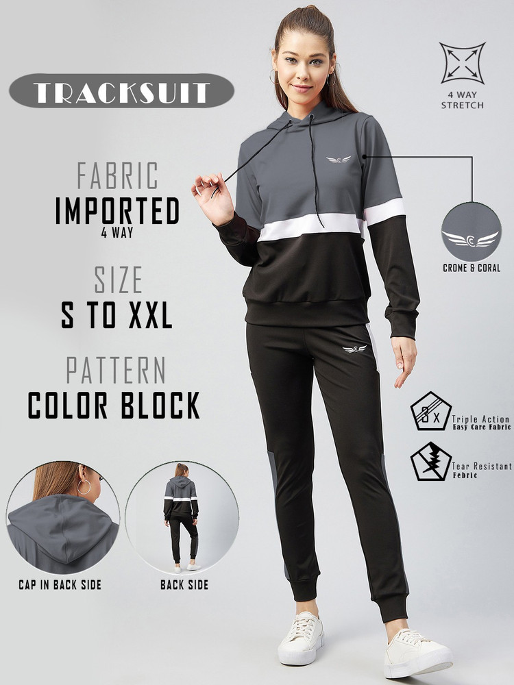 Chrome Coral Colorblock Women Track Suit Buy Chrome Coral Colorblock Women Track Suit Online at Best Prices in India Flipkart