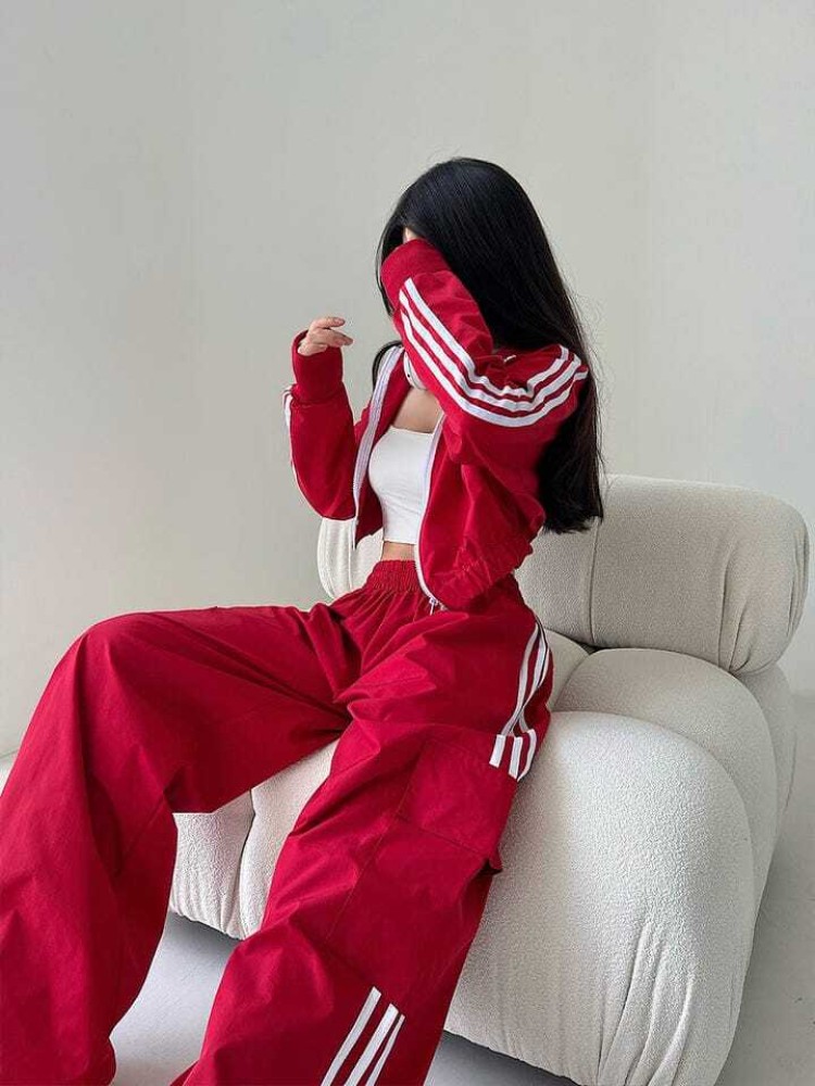Cheap Women Spring Autumn Casual Tracksuit Striped Print Long