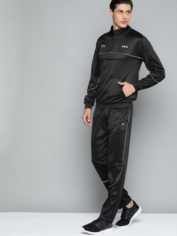 Mens Grey Tracksuit With Reflective Piping Detail