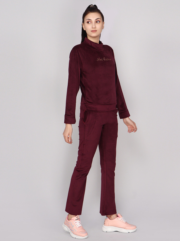 burgundy tracksuit womens