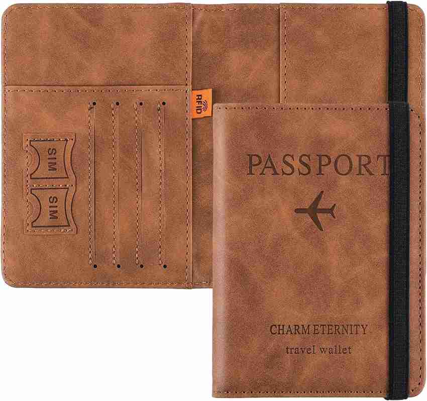 Linist Passport Holder Cover Wallet RFID Blocking PU Leather Travel  Document Holder Brown - Price in India