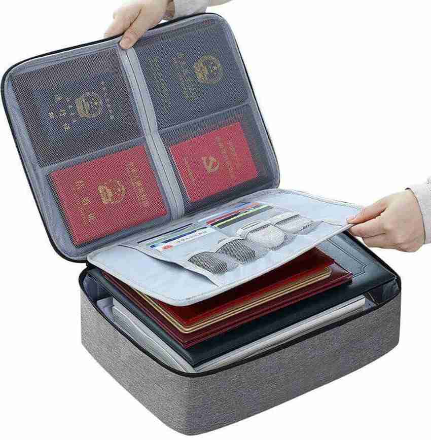 AMEEDARSHAN Document Bag with Lock Fireproof 3 Layer File Storage Case grey Price in India Flipkart