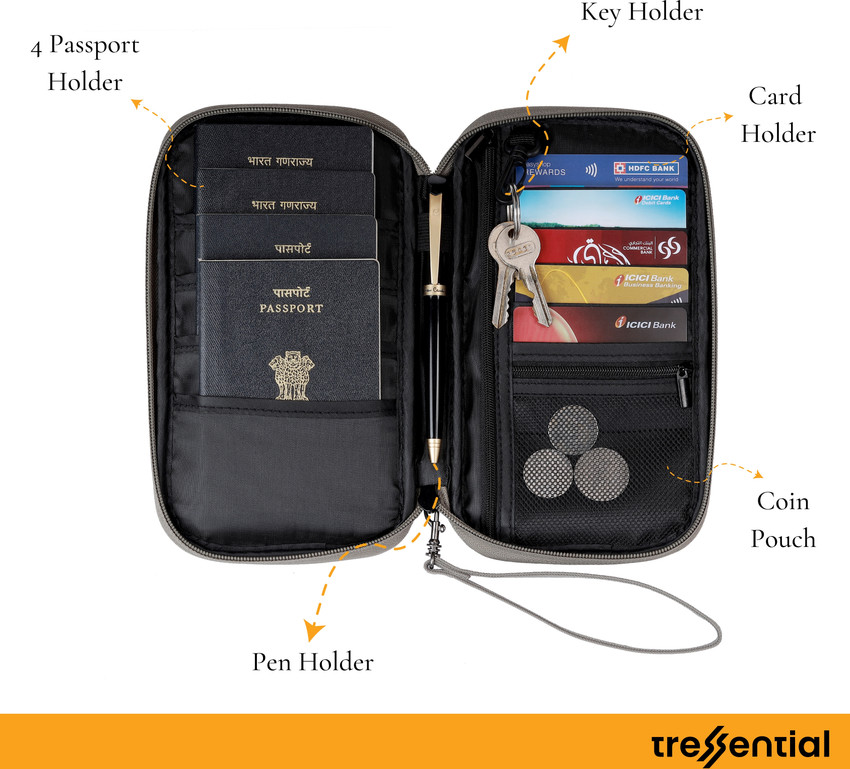 Tressential Waterproof Passport Holder Travel Organizer Wallet with RFID Block Grey Price in India Flipkart