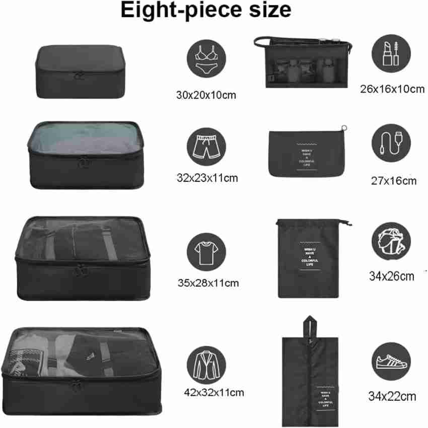 8pcs Travel Organizer Bags, Luggage Packing Bags With Shoes Storage Bag,  Digital Bag