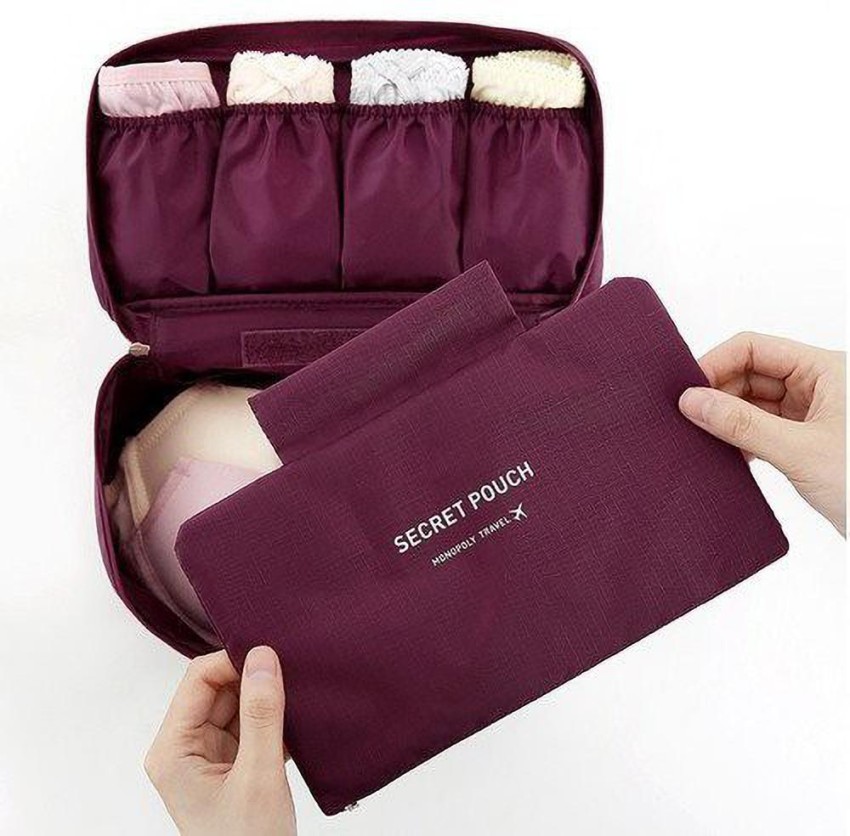 Travel Underwear Organizer Bag Multifunctional Travel Bra Underwear Storage  Bag Portable Socks Lingerie Pouch,Pink