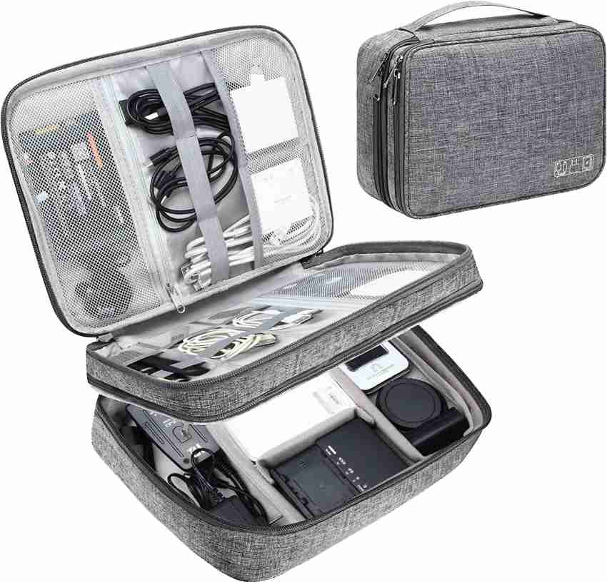 Atirap Cable Organiser Bag,Electronic Accessories Bag Two Layer for Travel  (Grey) Grey - Price in India