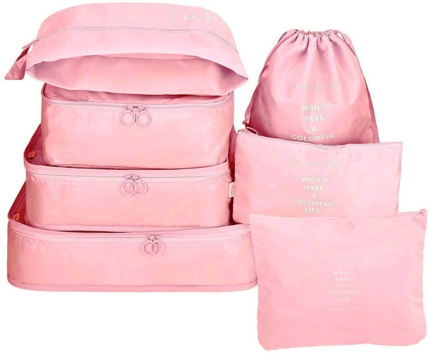 New 8pcs/set Pink Travel Luggage Organizer Bags Suitcase Packing Cubes Set