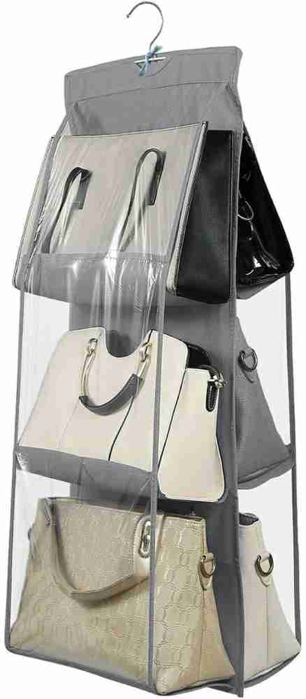 Clear Hanging Handbag Storage Organizer 6 Pockets Dustproof Bags for  Handbags, Clear Handbag and Purse Storage Organizer for Hanging Closet with  Hook White