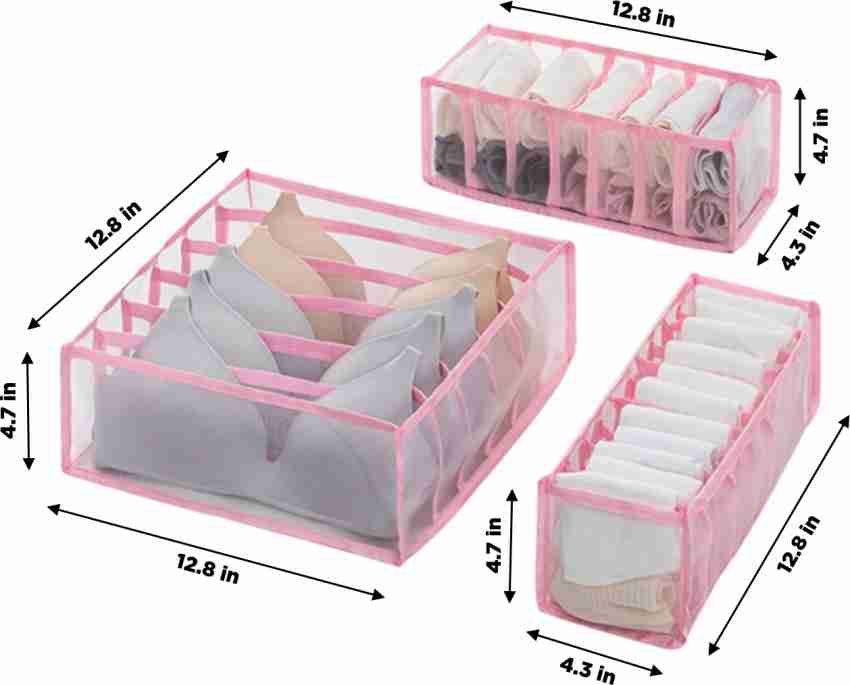 3Pcs/Set Bra socks panty drawer organizer Foldable underwear box Wardrobe  clothes storage box Net fabric underwear organizer