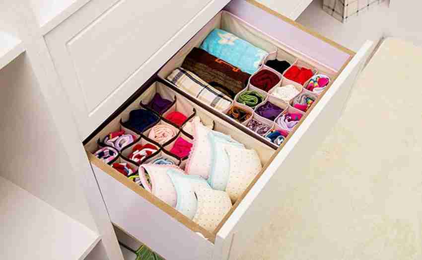 Underwear Organizer with Lid Foldable Closet Storage Boxes for Bra