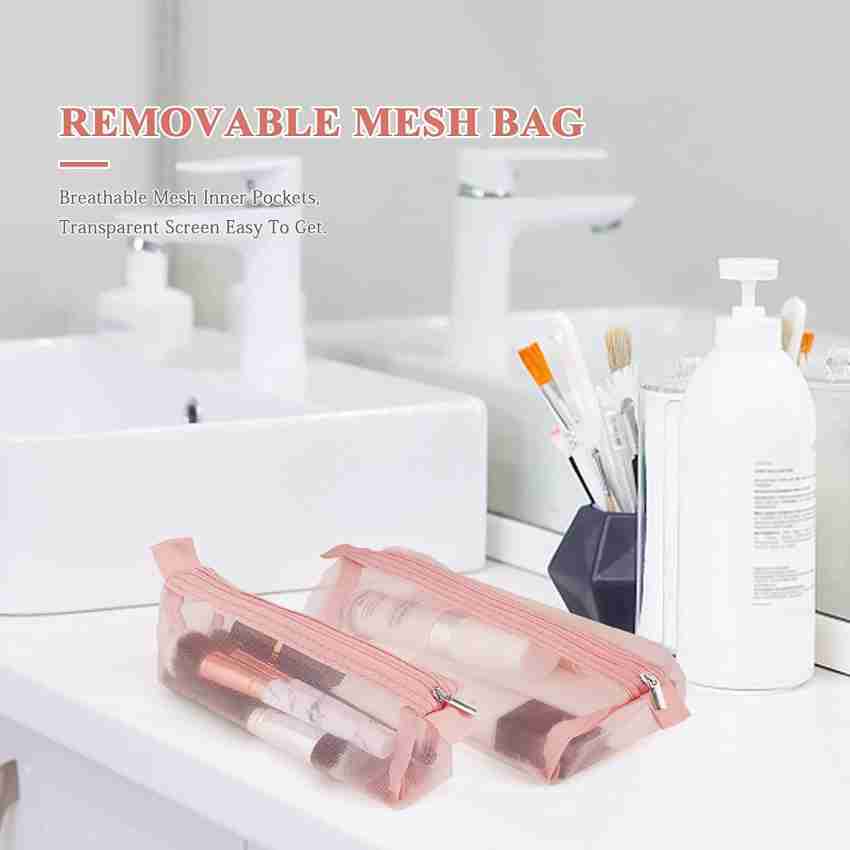 Mesh Makeup Brush Pouch Breathable Mesh Toiletry Bag Travel Toothbrush Bag  Multifunctional Cosmetic Organizer for Men Women