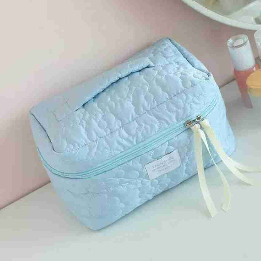 Cotton Makeup Bag Large Travel Cosmetic Bag Quilted Cosmetic Pouch