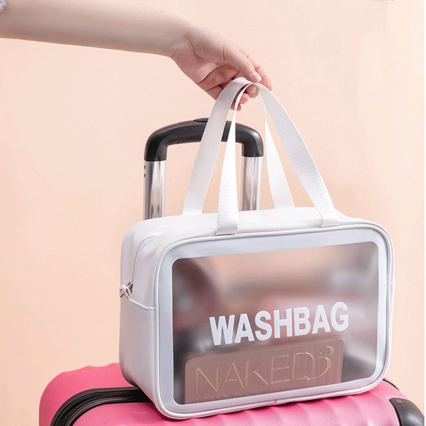 White Large Makeup Bag. Cosmetic Bag for Women Men Travel. 