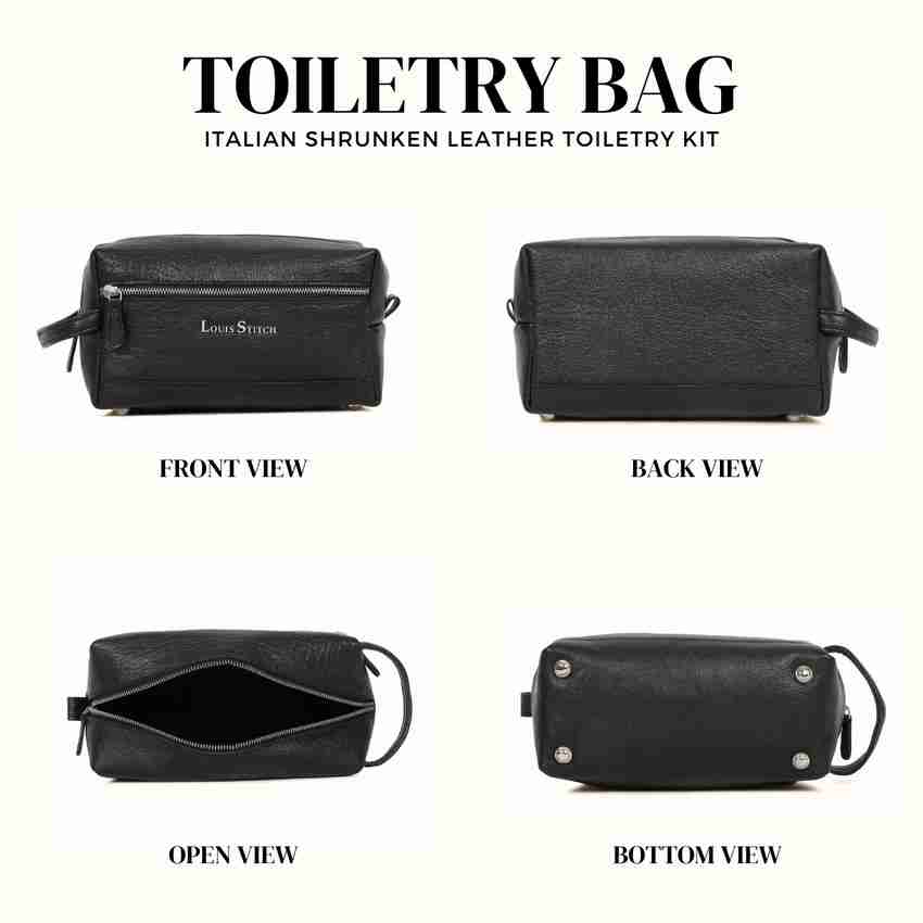 LOUIS STITCH Italian Leather Toiletry Travel Bag for Men and Women Black TK SZ Travel Toiletry Kit Jet Black Price in India Flipkart
