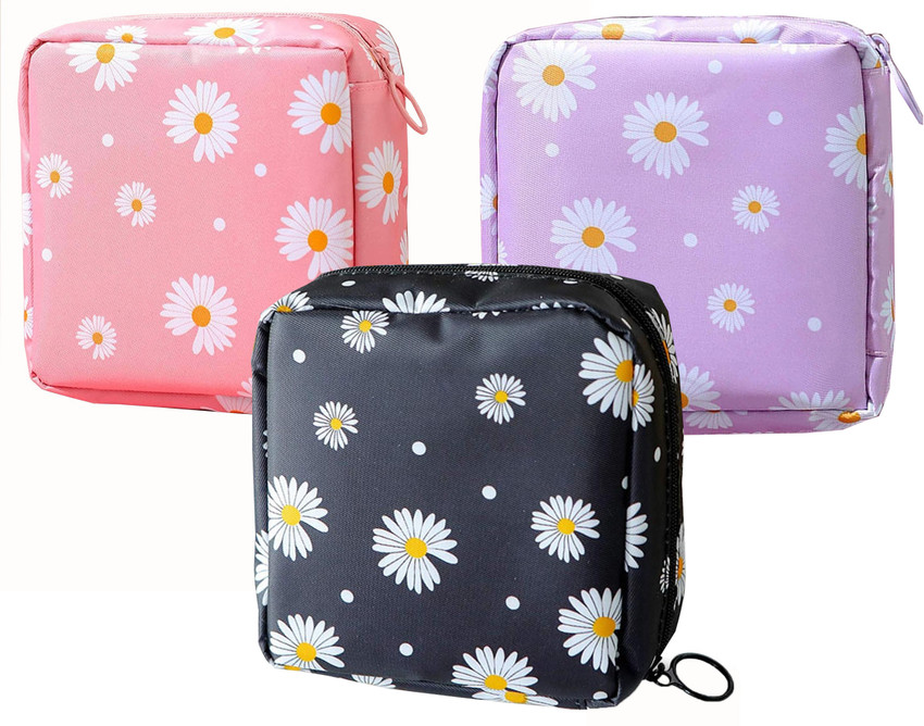 Grilazza Travel Sanitary Napkin Pad Pouch Cosmetic Makeup Jewellery Storage Pouch Holder Travel Toiletry Kit Purple Pink Black Price in India Flipkart