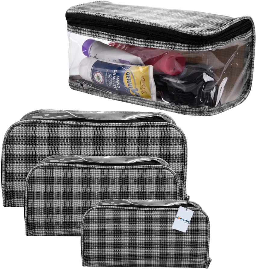 Checkered Pattern Toiletry Travel Bag Double-layer Dry And Wet