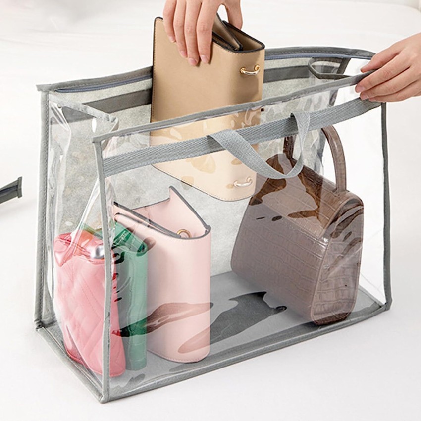 Hanging Handbag Storage Organizer Dust Cover Tote Bag Transparent Anti-dust  Purse Storage Bag for Hanging Closet with Zipper Handle