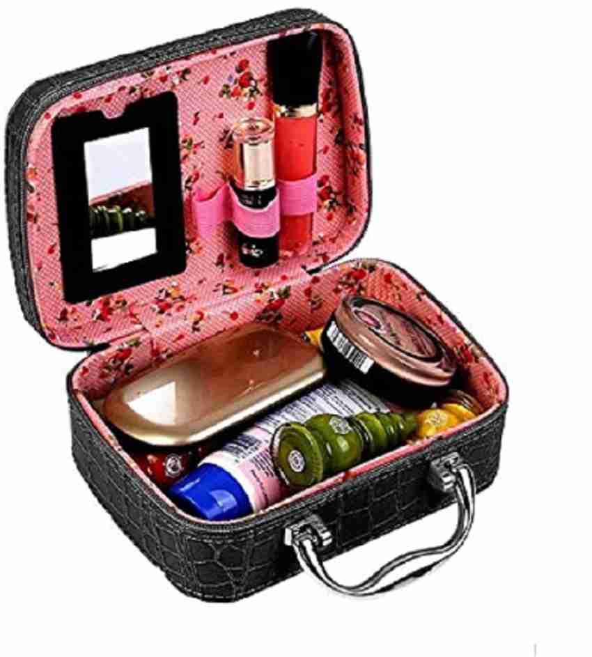 JAYAMBESALES Cosmetic Make-Up Bag with Small Mirror AdjustableStorage Box  with Steel Handle Travel Toiletry Kit MULTI - Price in India