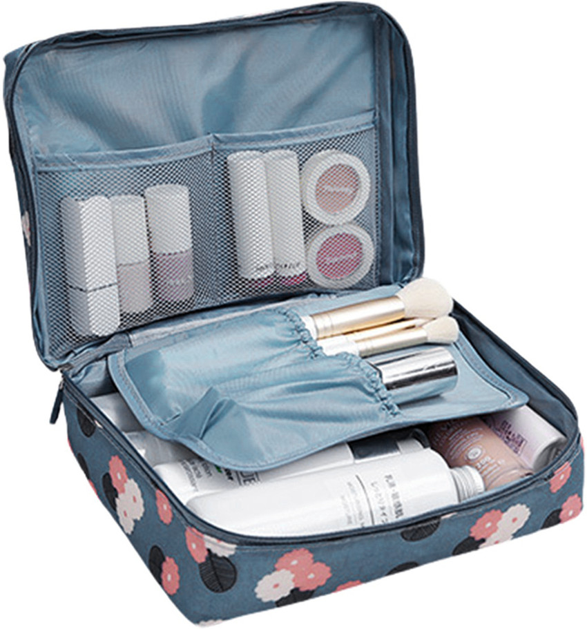 ComfyStyle Makeup Bag Case Cosmetic Makeup Organiser Toiletry Bag with Pouch Travel Toiletry Kit Dark Blue Price in India Flipkart