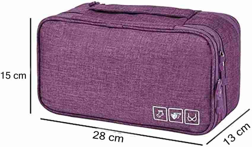 KEETLY 3 Layer Lingerie Organizer Bag Travel Pouch for Storage of Bra  Underwear Travel Toiletry Kit Purple - Price in India