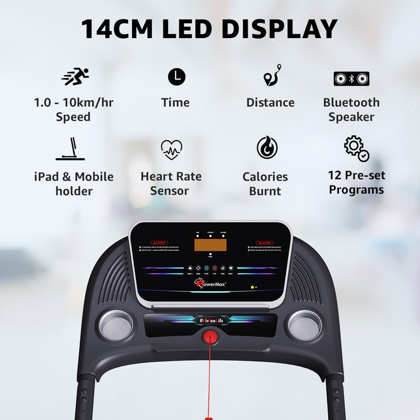 Powermax Fitness TDM 97 4HP Peak Pre set Workout Programs Heart Rate Sensor Foldable Home Use Treadmill Buy Powermax Fitness TDM 97 4HP Peak Pre set Workout Programs Heart Rate Sensor Foldable Home Us...
