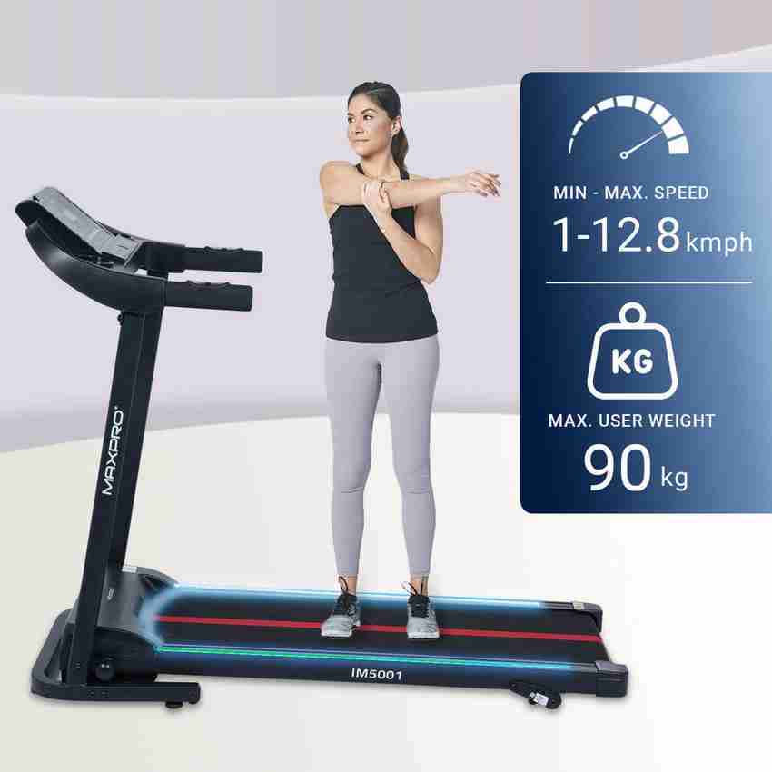 Maxpro IM5001 2.5HP Peak DC Motor with Max. Speed 12km hr Motorised Folding Treadmill Buy Maxpro IM5001 2.5HP Peak DC Motor with Max. Speed 12km hr Motorised Folding Treadmill Online at Best Prices