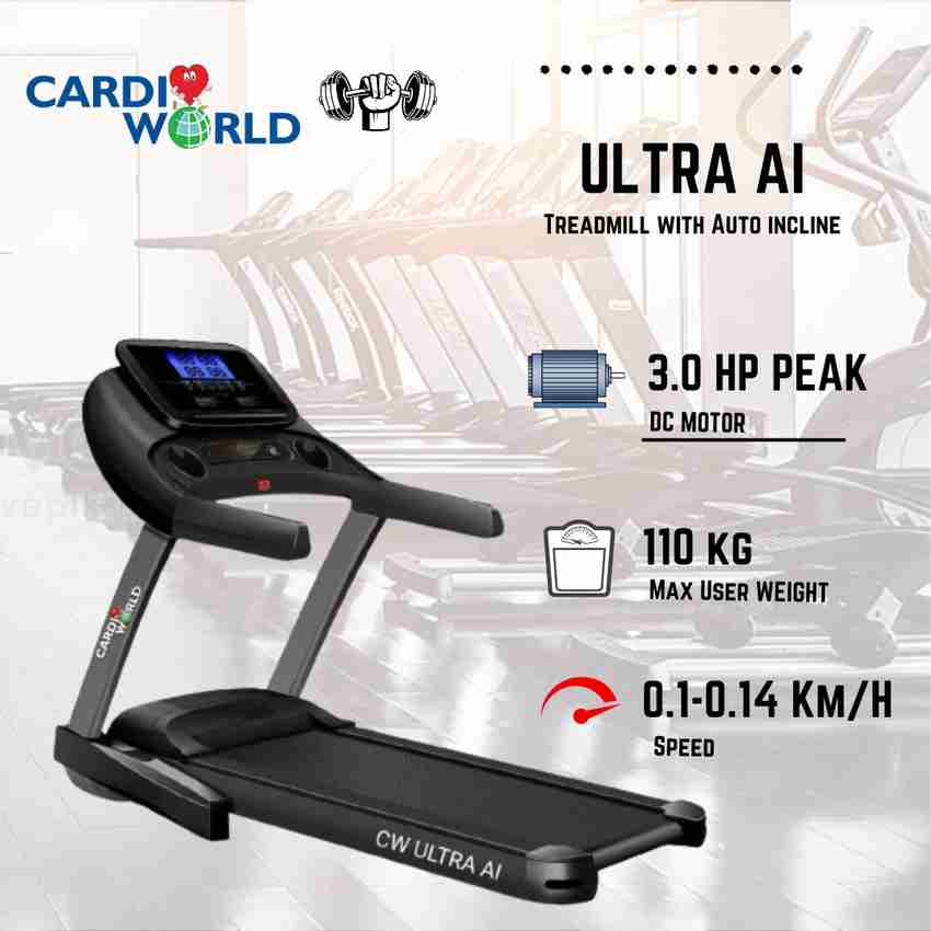 Cardio World Treadmill Ultra AI 15 Auto Incline Motor DC 3 HP Foldable Walking pad Treadmill Buy Cardio World Treadmill Ultra AI 15 Auto Incline Motor DC 3 HP Foldable Walking