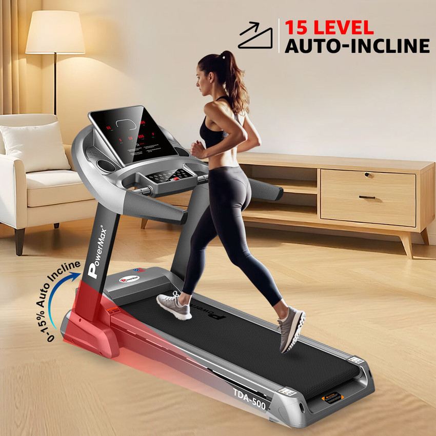 Powermax Fitness TDA 500 6HP Peak Preset Programs LCD Display Pro Workout at Home Gym use Treadmill