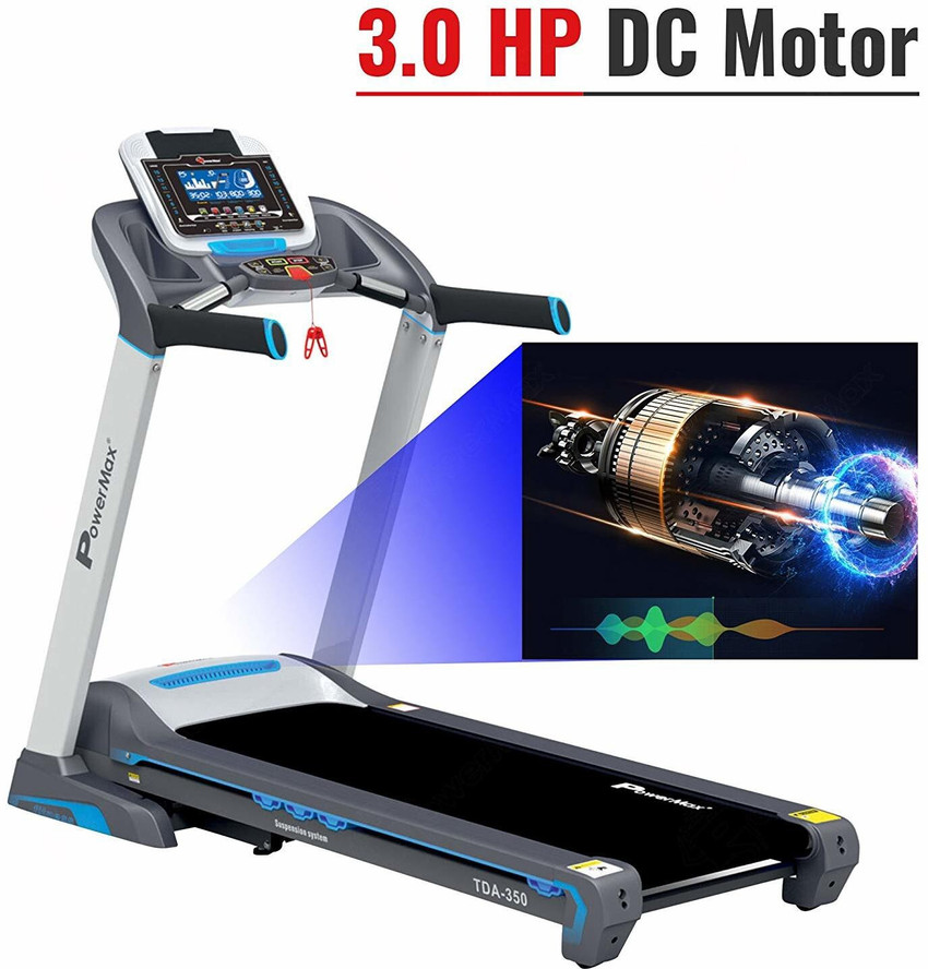 Powermax Fitness TDA 350 3.0 HP 7inch Blue LCD Display with 400m Track UI 18 Level Auto Incline Motorized Treadmill Buy Powermax Fitness TDA 350 3.0 HP 7inch Blue LCD Display with